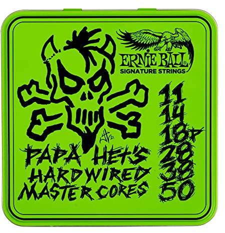 Ernie Ball Papa Het's Hardwired Master Core Signature E-Gitarrensaiten, 3er-Pack Dose, Limited Edition, 11-50 Gauge (P03821)