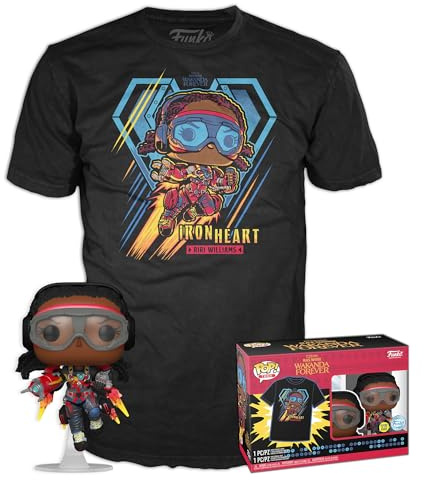 Funko Pop! & Tee: Black Panther Wakanda Forever - Ironheart MK1 - Glow In the Dark - Large - (L) - T-Shirt - Clothes With Collectable Vinyl Figure - Gift Idea - Toys and Short Sleeve Top for Adults