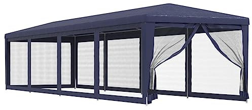 vidaXL Carpa para Fiestas con 10 Paredes de Malla, Cenador para Fiestas Bodas, Toldo Resistente al Agua, Carpa de Jardín Terraza, HDPE Azul