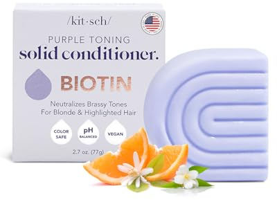 Kitsch Purple Conditioner Bar 77g - For Blonde & Coloured Hair – Solid Hair Conditioner Bar with Biotin – Neutralises Brassy Tones – Vegan, Silicone & Sulphate Free – For Grey & Bleached Hair