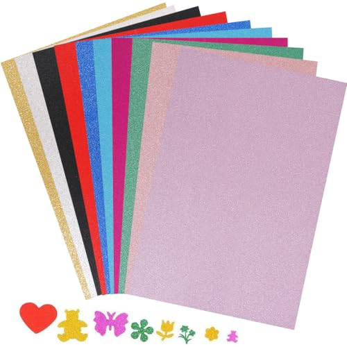 Glitzerpapier zum Basteln, 30 Blatt Glitzer Papier glänzend, A4 Glitter Tonpapier Glitzer Papier Selbstklebende Glitzer-Papier für DIY Handwerk Grußkarten