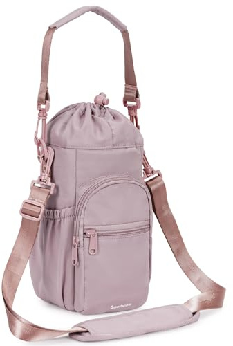 sportsnew Wasserflaschenhalter mit Gurt 32 Unzen 40 Unzen Isolierte Wasserflaschen-Tragetasche mit Handytasche Wasserflaschenhülle zum Wandern, Sonnenblume,Rosa