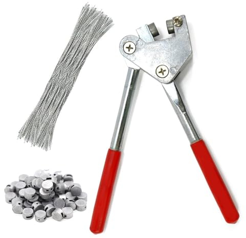 Juego de Alicates de Sellado, 165 mm Herramienta de Sellado de Seguridad, con 80 Precintos de Plomo, 80 Alambres de Precinto para Contadores de Agua