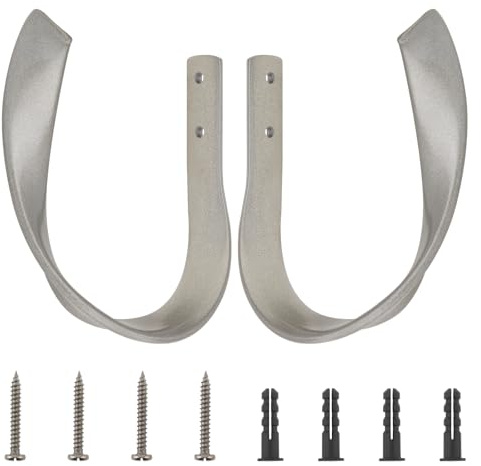 HOJLKLD Lot of 2 Embrasses à Rideaux Crochets,Crochets Muraux en Aluminium Fixation Murale Crochets en Forme de U avec Vis et Ancres pour Décoration d'intérieur (2, Gris)