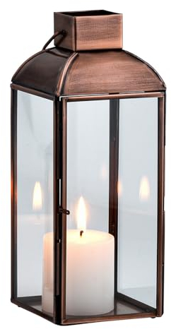 Marrakesch Vintage Deko Windlicht Laterne 22cm antik aus Metall & Glas | Teelichthalter als Tischdeko Wohnzimmer Deko | Kerzenhalter Windlichter Nelios als Balkon Terrasse & Garten Aesthetic Deko