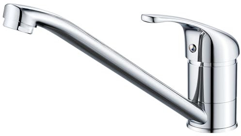Rehomthy Kitchen Sink Mixer Tap, Single Lever Kitchen Faucet with Long Swivel Spout, Stainless Steel, Chrome