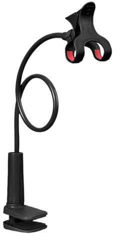 Gooseneck Phone Holder - Bedside Mobile Holder | Flexible Arm Tablets Mount Clamp | Sturdy Bendable Phone Cradle | Cell Phone Mount Clamp Clip | Overhead Mount For Desk Headboard Bedside