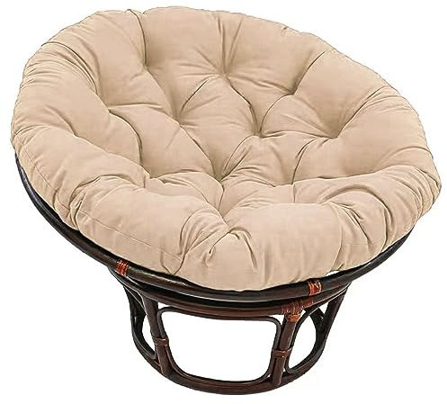 Cuscino per sedia, 100 cm, spesso, in morbido rattan, per interni ed esterni, rotondo, girevole, per giardino e patio, colore: cachi