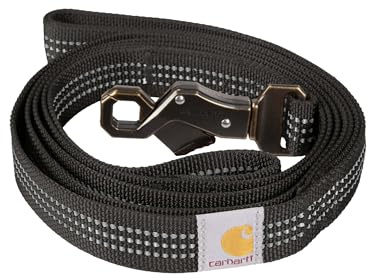 Carhartt Dual Handle Dog Leash, Durable Nylon Webbing Fabric W/Secure Metal Trigger Claw Clasp, Black, Large