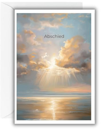WBdesignz Tarjeta de condolencias con sobre blanco – Tarjeta conmemorativa con cielo, mar y puesta de sol – Tarjeta de condolencias con motivo de consuelo para condolencias, tristeza, recuerdo eterno