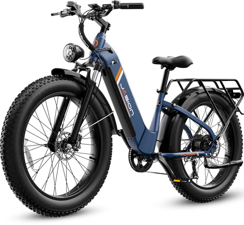 Jasion Thunder Electric Bike for Adults,1800W Peak Fat Tire E Bikes,26''x 4'',80 Miles with 864Wh Removable Battery Ebike, 30+MPH Max Speed Bicycles,Hydraulic Brakes,Front Suspension