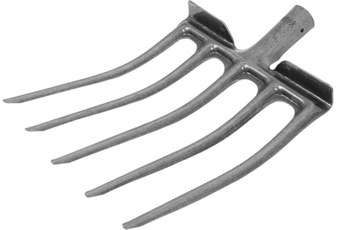 NIYANGLE Fourche à Labourer en Acier Argenté Robuste 5 Dents pour Sol, Outil Pratique de Jardinage Champs et Parterres de Fleurs, Ameublissement