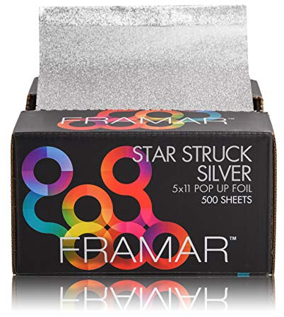 FRAMAR Star Struck Silver Pop Up Fogli per Capelli, Fogli di Alluminio, Carta stagnola per mèches, Kit per mèches, Kit per mèches, Foglio di Stagno per Colore dei Capelli - 500 Fogli