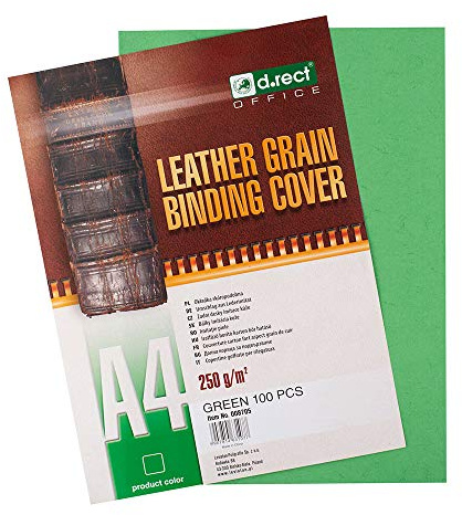 D.RECT Lot de 100 feuilles de couverture en imitation cuir Format A4 Vert