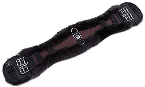 CHRIST Sangle de Selle en Fourrure de Mouton KONTURGURT de Werner Sangle de Dressage Anatomique, Sangle en Fourrure véritable, Naturel, Brun et Anthracite, 45-95 cm