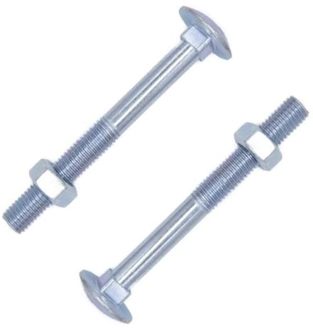 Merriway BH05113 (25 Pcs) Carriage Bolts with Nuts, M6 x 65mm (1/4 inch x 2.5/8 inch) Zinc Plated - Pack of 25 Pieces