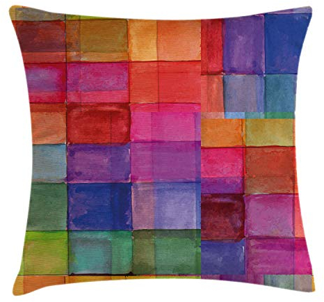 ABAKUHAUS Abstracto Funda para Almohadón, Colores del Arco Iris Cuadrados, Decorativo, Estampado en Ambos Lados, 60 x 60 cm, Azul Magenta