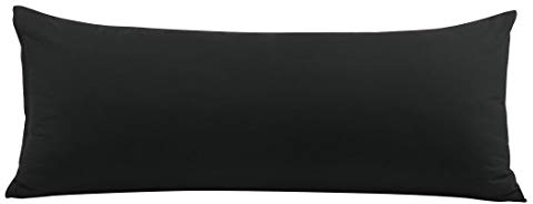 PiccoCasa Kissenbezug langes Kissen Kopfkissenbezug lang mit Reißverschluss aus Mikrofaser Serie 1800 für Körperkissen Schlafkissen Schwarz 50x150cm