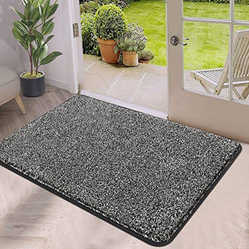 Pauwer Fußmatte Rutschfester Eingangstürmatte Waschbar strapazierfähiger Schmutzfänger Teppich für Eingang, Patio, Flur, Garten, Innen und Außen (45X70cm, Schwarz)