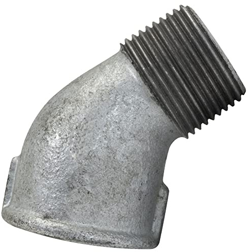 AERZETIX - C65009 - Armbåge för skruvning vid 45° 3/4'' hane-kvinna i gjutjärn - gängad rörkoppling - galvaniserad finish - VVS uppvärmning av vattenanläggning sanitär matning