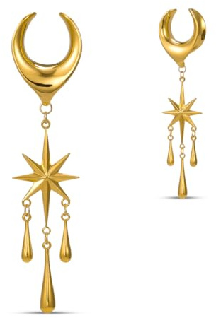 ERKUOO Lot de 2 écarteurs d'oreille en forme d'étoile pour femme