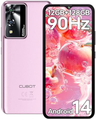 CUBOT A10 Telefonos Moviles Libres Android 14, 12GB(4+8)+128GB/1TB Telefono Movil, 6,56 HD+/90Hz, Cámara 48MP+16MP Móvil, 5100mAh Batería, 4G Dual SIM Smartphone, Octa-Core/Face ID/OTG/GPS (Morado)