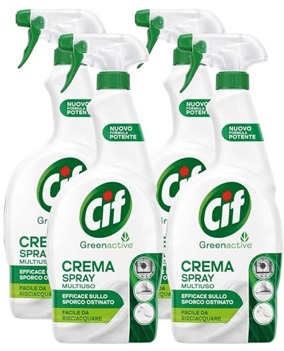 Detergente CREMA SPRAY Multiuso, Efficace Sullo Sporco Ostinato, Facile Da Risciacquare, Formula Potenziata e Innovativa, Adatto a Tutte le Superfici, Facile da Risciacquare 650ml (4 Spray)