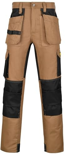 FORJA Pantalon de travail multi-poches pour homme – Pantalon de travail utilitaire et de sécurité avec étui et poches genouillères – Pantalon de travail pour homme idéal pour le travail sur site, les