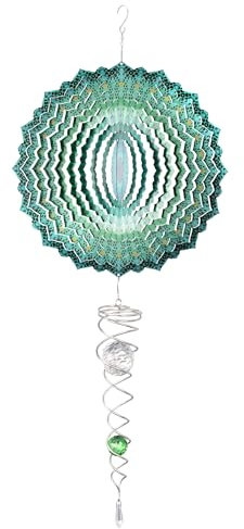 Navaris Garden Wind Spinner & Gazing Ball Spiral Tail Set - Hanging Ornaments & Windmill Spinners - Outdoor Windmills for the Garden, Trees, Balcony for Men and Women