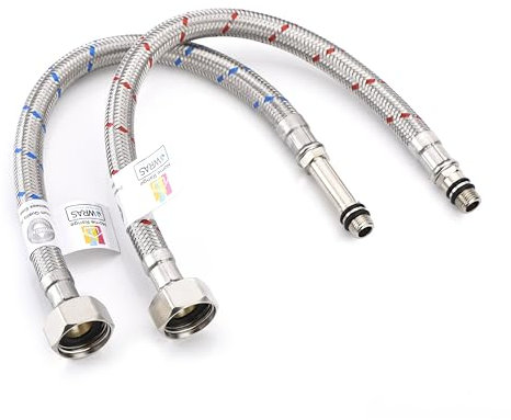 Home Range 2X M10 x 1/2, |9 Lengths|300mm Flexible Tap Connectors, Braided Stainless Steel Flexi for Kitchen & Basin Monobloc Mixer Taps, WRAS Approved, Rust & Corrosion Resistant, 1/2 BSP UK Fitting