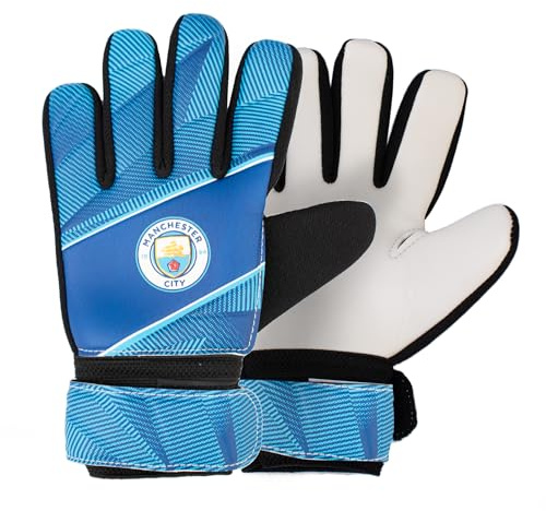 Hy-Pro Gants de Gardien de But Manchester City FC sous Licence Officielle - Junior - Motif fusible - Man City - Garçons et Filles