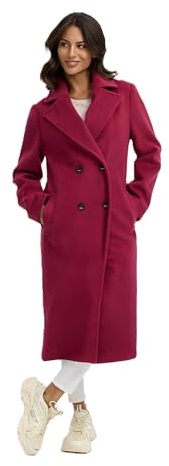 Navahoo Damen lange Übergangsjacke Mantel in Woll-Optik mit Reverskragen Sternlein 14 Berry Wine Gr. XXL