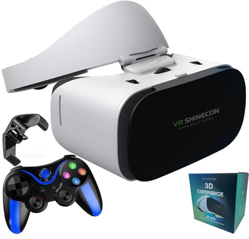 VR Headset För Telefon Med Kontroll, Virtual Reality Glasögon Stereo Hörlurar 3D Glasögon, VR Glasögon För TV, Filmer, TV-spel(V13)