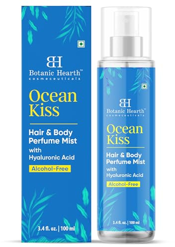 Botanic Hearth Ocean Kiss Hair Perfume & Body Mist, Long-Lasting Hair Deodorizer & Body Scent for Women & Men, Alcohol-Free Clean Fragrance Hair Spray For Everyday Wear, All Day Freshness, 3.4 Fl Oz