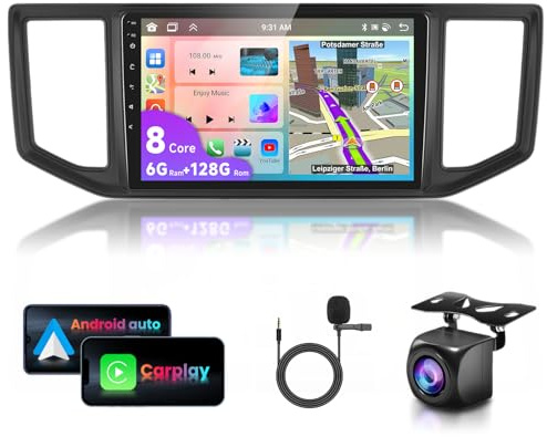 6G 128G VECHTEL 10.1 tum Bluetooth-bilradio för VW Crafter Amarok Van 2017-2021 Carplay Android automatisk trådlös, Android 15 bilradio 2 DIN, DSP EQ, WiFi GPS Navi, spegellänk, RDS/FM-radio med bakre