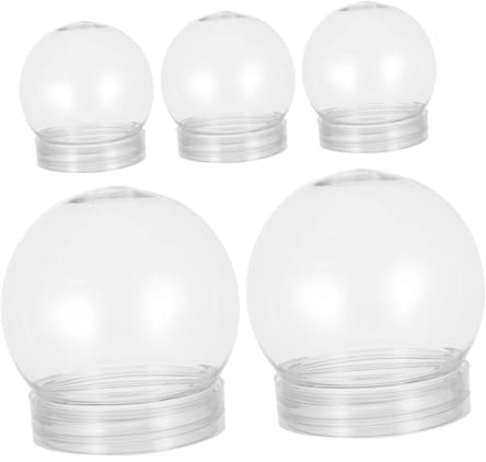 Garneck Kit de 5 Esferas Transparentes de Plástico con Tapa de Rosca, Adecuado para Manualidades DIY y Ambientación Navideña, Rellenable para Niños y Adultos