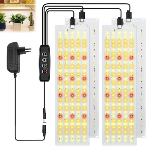 PORFOYO 4-delad LED-växtlampa, fullt spektrum, tillväxtlampa med 540 lysdioder, odling, växtljus med timer 3/9/12H och 10 ljusstyrkenivåer för växter d