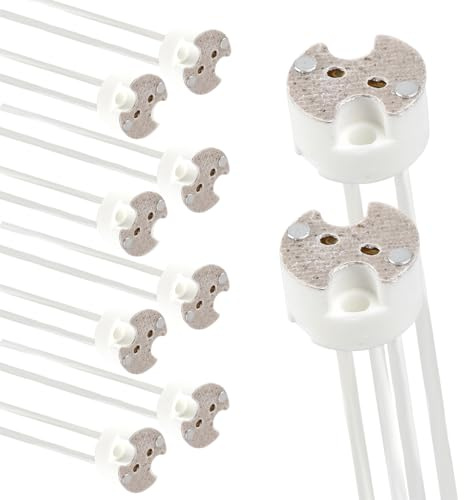 Douille GU5.3 MR16 Céramique 12V, Douille GU5.3 G4 GU4 G6.35 avec Silicon Câble 14 CM, Support Ampoule pour Spot LED Halogène, 10 Pièces