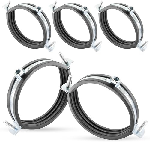 Poppstar 5x Schraubrohrschellen (Spannbereich 83-91 mm) mit Stockschrauben M8*90 und Dübeln, W1 Stahl verzinkt