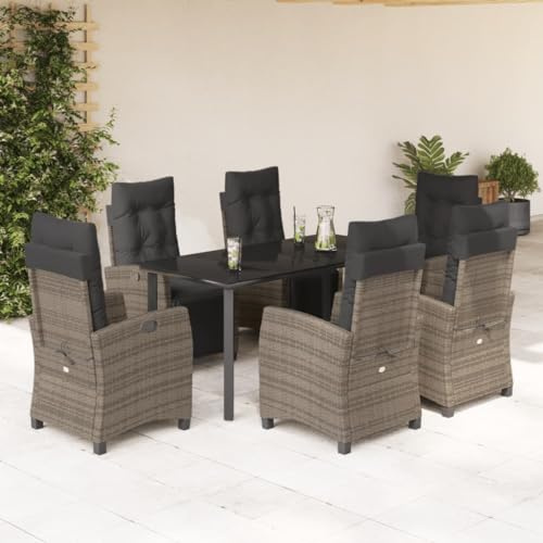 Frdhee Set lounge, set da bistrò, mobili da balcone, balcone, sala da pranzo da giardino con cuscino, grigio, in polyrattan, per terrazza, piscina, giardino di casa