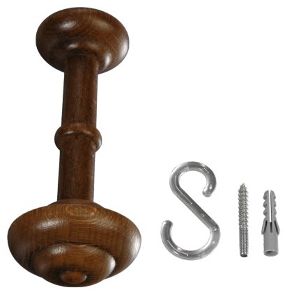 Liedeco Schalhalter, Raffhalter 14 cm, für Gardinenstangen ø 28 mm | 1 Stück | Eiche rustikal