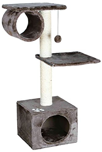 TRIXIE Kratzbaum San Fernando 106 cm in platingrau – mehrstöckiger Katzenbaum mit gemütlichen Liegeflächen und robusten Kratzflächen, komfortabel & stabil – 43952