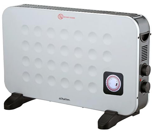 Schallen 2KW Portable Electric Convector Radiator Heater with Timer & Turbo Fan | 3 Heat Settings, Adjustable Thermostat & Overheat Protection (White)
