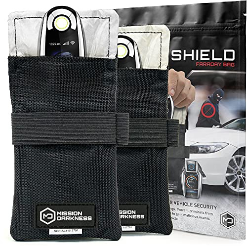 Mission Darkness Faraday Bag for Keyfobs (2 Pack) - RF Shielding Protective Case for SmartAlways On Keys Fobs Transmitters Small Electronics Vehicle Security Anti-hacking Block Signal Relay