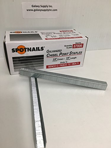 Spotnails 87006 Galvanized Chisel Point Staples 10mm 3/8 Simular to SENCO C / FASCO 7C / BEA 71 Quantity:10,000 staples