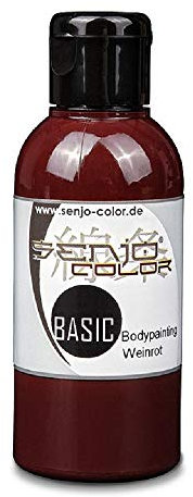 Bodypainting Farben Senjo Color Basic 75ml Weinrot I Gesichts- & Körperfarbe I Karneval, Fasching I Pinsel & Airbrush Farbe