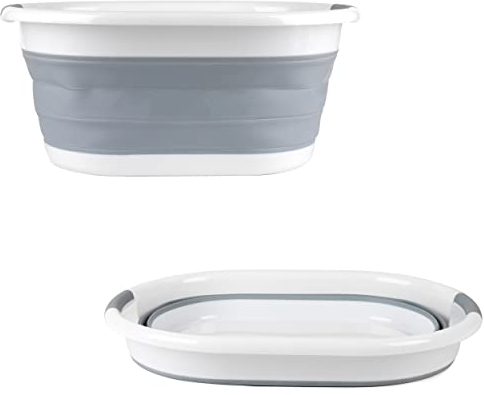 Beldray LA034816 Cestello Pieghevole Ovale con Manici in Plastica Durevoli, 37 Litri, Grigio, Leggero, Soluzione Salvaspazio, Bacinella Pieghevole per il Bucato, Adatto per la casa e il campeggio
