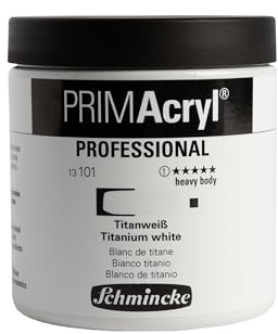 Schmincke PRIMAcryl® Finest Brilliant Acrylic Paint, Titanium White, 237 ml Jar, Professional Quality