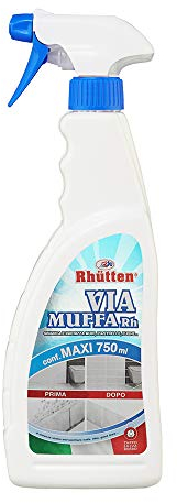 Via Muffa Rh, Sbiancante e Igienizzante per Pareti, Guarnizioni, Sanitari, Fughe tra piastrelle, Sbianca le macchie nere di umidità in modo veleoce, 750ml