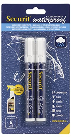 SECURIT wasserfeste Flüssigkreide Marker, weiß, Plastik, 14.2 x 3.5 x 2 cm